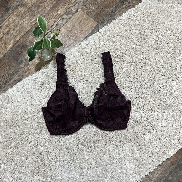 Victoria's Secret Size 34G Purple Lace Embroidered Unlined Demi Underwire Bra - Picture 1 of 5